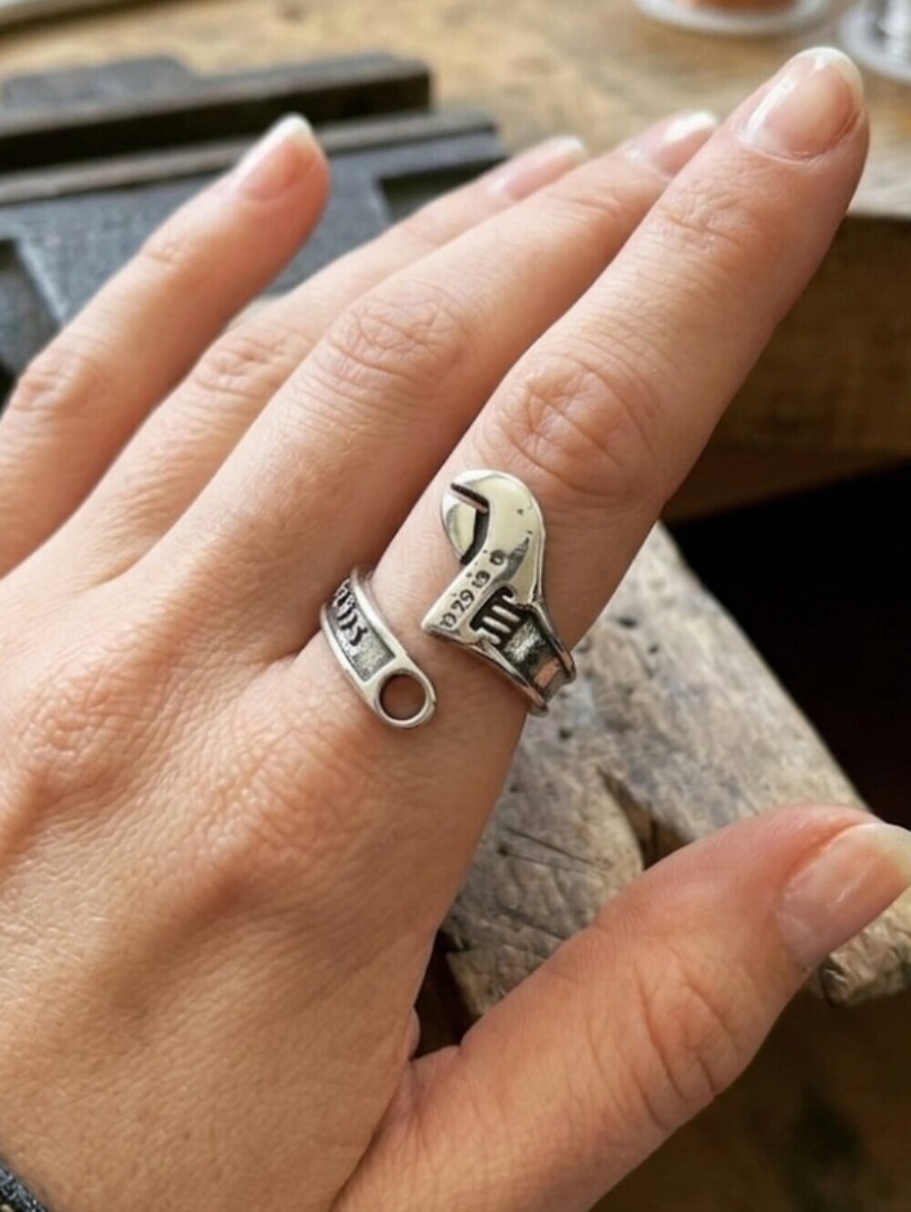 Sterling Silver Wrench Ring Size Is Adjustable 7 to 9
